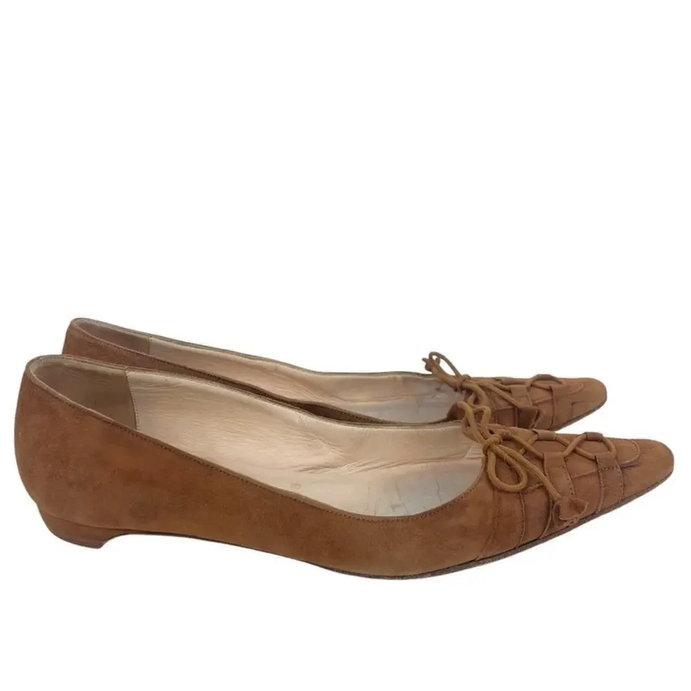 CHRISTIAN LOUBOUTIN Brown Suede Leather Flats - Size 36/6